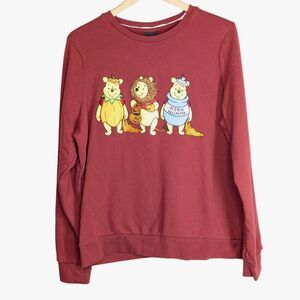 Disney Winnie the Pooh Box Lunch Halloween Costume Sweatshirt Sz XL Dark Red